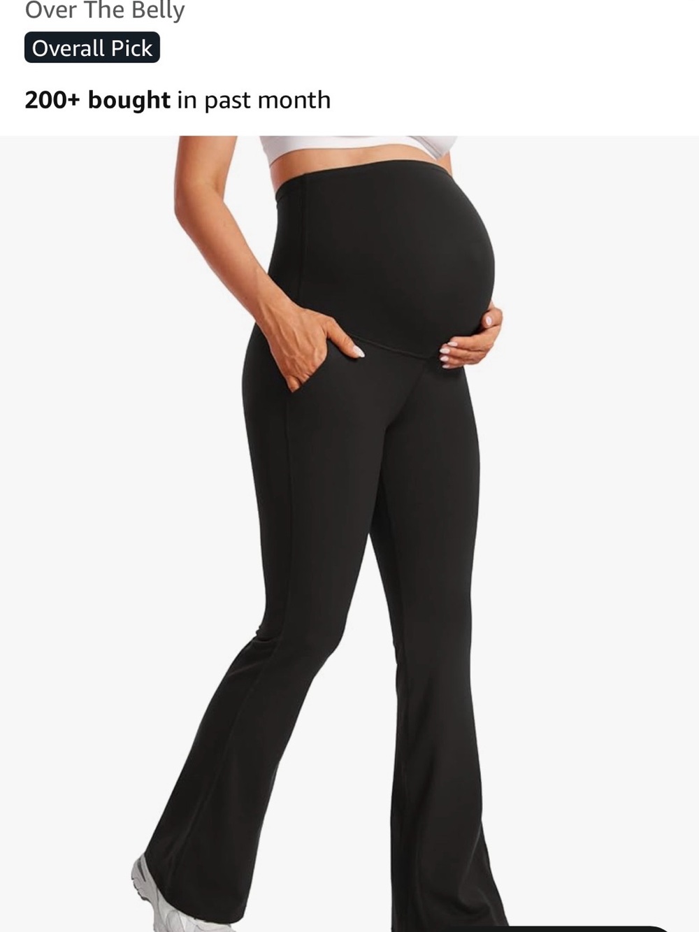 CRZ YOGA Maternity Over-the-Belly Flare Pants - Black
